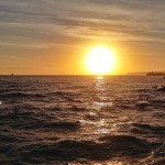 Sol, horizonte, mar, despertar