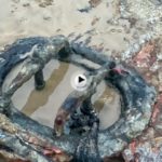 Un año más en la segunda playa del Sardinero quedan al descubierto antiguas edificaciones